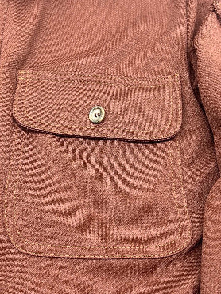 Vintage Lee Jacket Mens Large Brown Rust Shirt Jacket Workwear Made USA 70s - Image 4 of 4