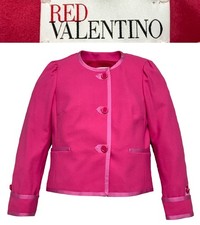 Womens Red Valentino Polyester Wool Pink Button Blazer Jacket Size IT 46