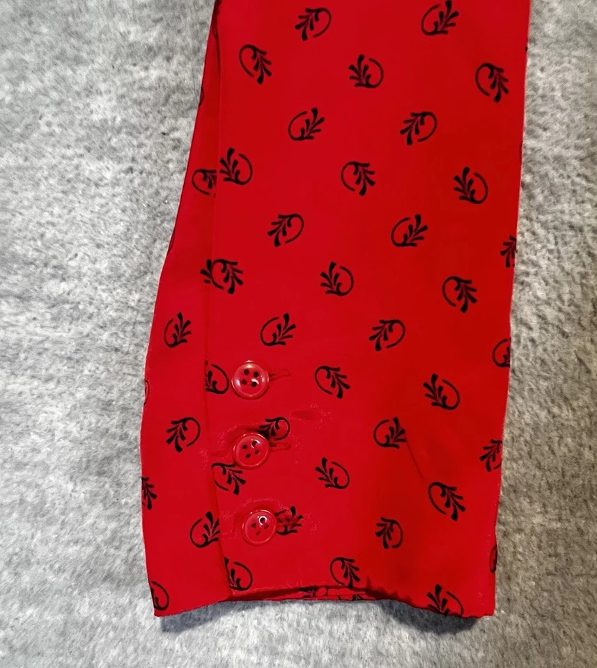 Vestido rojo de colección Liz Claiborne años 80 8 10 poliéster estampado por todas partes ropa de día de oficina Foto 4 de 4