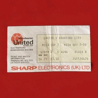 1985 MANCHESTER UNITED V BRADFORD CITY League Used Match Ticket Stub RARE
