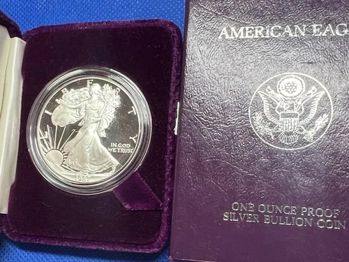 1987-S Proof American Silver Eagle Dollar $1 Box & COA US Mint Bullion OGP #32
