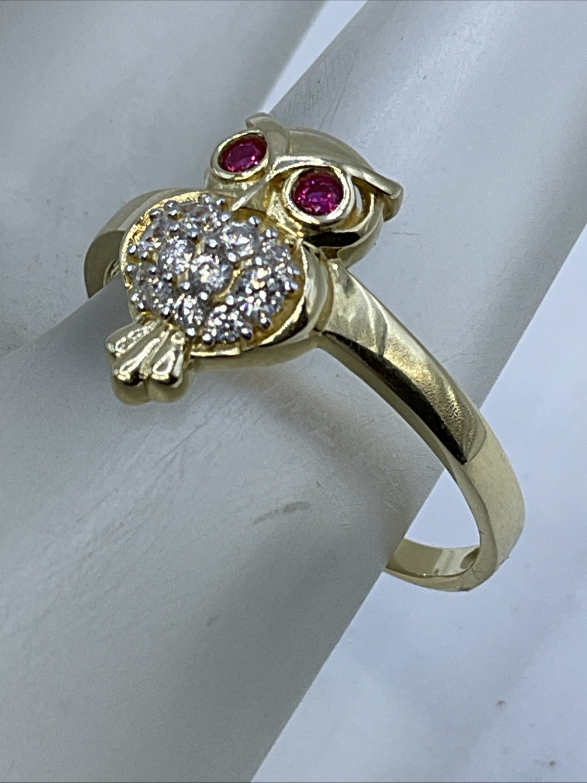 D&B Solid 14K Yellow Gold Created Ruby & White CZ… - image 11