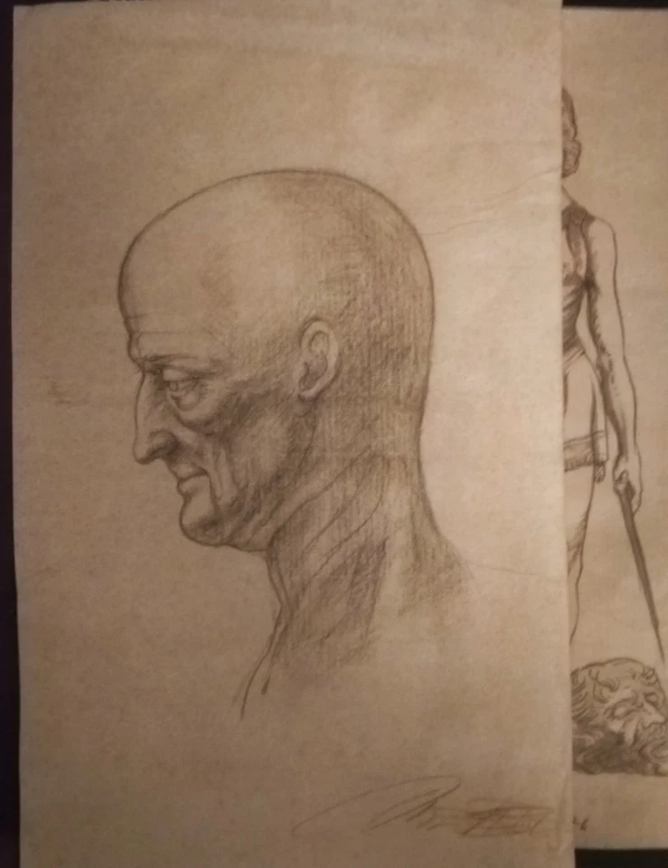 CONJUNTO de DOS Magníficos Dibujos Vintage en Estilo RENACENTISTA Foto 4 de 4