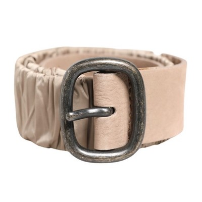 GF FERRE Belt Women Beige Polyester Silver Metal Buckle Waist 70cm / 28in 150usd