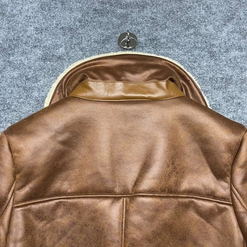 Guess Jacket Mens Large Brown Faux Shearling Asymmetric Moto Toni DF Biker Coat image 8