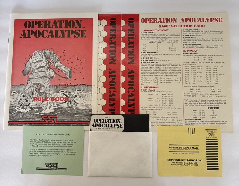 Operation Apocalypse WWII Simulation SSI Apple II+ IIe IIc IIgs 1981 Pre Owned - Image 3 of 4