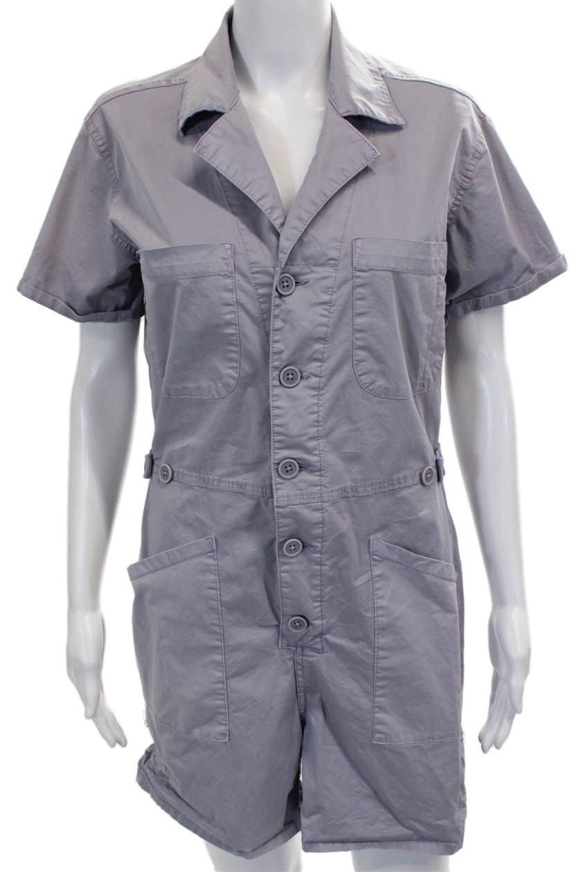 Pistola Womens Romper Gray Collared Short Sleeve Button Cotton Size XSFree Shipping in US $100+ Orders | $6.95 Orders Below