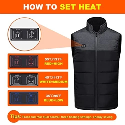 Heated Vest for Men & Women, USB Rechargeable Electric Jacket, 11 Heating Zones, image 3