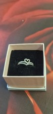 Pandora Sterling Silver Wishbone & Heart Ring Duo - Stacking Set Gift Idea Box