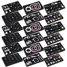 18 Pack Velvet Jewelry Trays, Stackable Jewelry Drawer Organizer Inserts with...