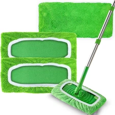3 Pack Reusable Microfiber Mop Pads Compatible with Swiffer Sweeper, Washable Dr