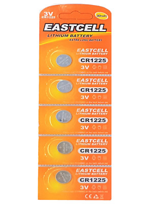       5 x CR1225 3V Lithium Knopfzelle 50 mAh ( 1 Card a 5 Batterien ) EAST