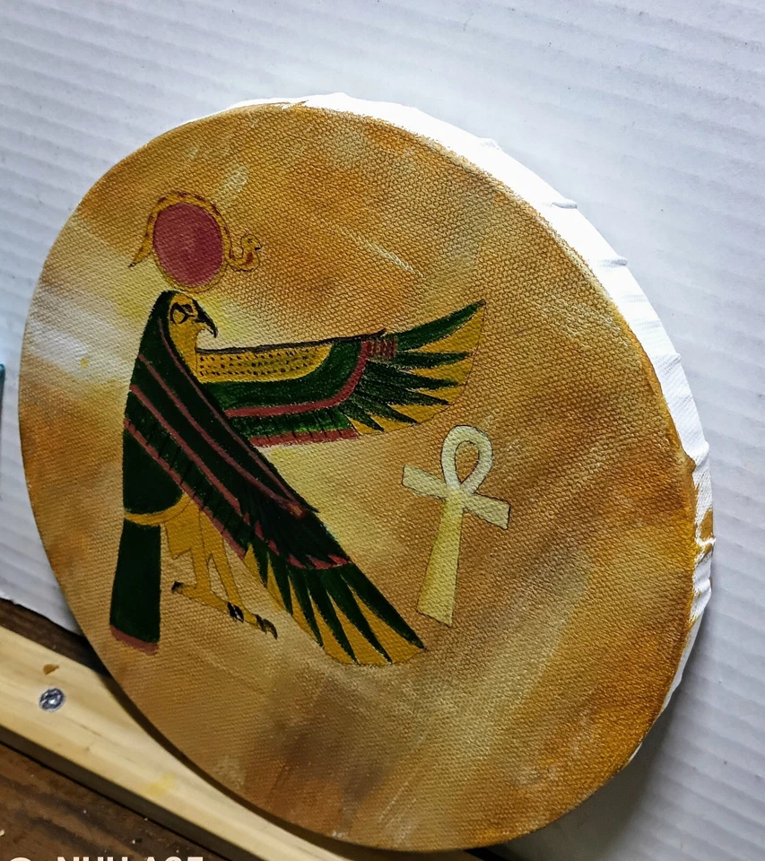 Arte 8"/8" Antiguo Egipto Halcón Horus. Pintura acrílica. Lona estirada.  Foto 3 de 4