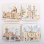 Vintage 4 Coasters England London Scenes 4 1/4" x 4 1/4"