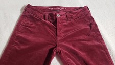 American Eagle Outfitters  Womens Maroon Velvet Super Stretch Jegging| 2S