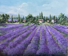 Lavender fields Acrylic painting Original Art Provence landscape France Art
