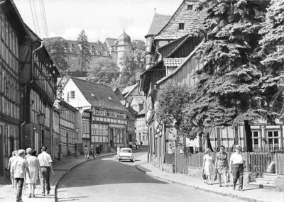 Stolberg Postcard Harz Thomas Müntzer Gasse Car Trabant Postcard GDR around 1980