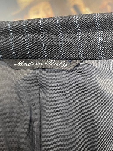 Canali 50 | 40R Made in Italy Gray Blue Pickstripe Super 120's Wool 2Btn Blazer - Picture 8 of 11