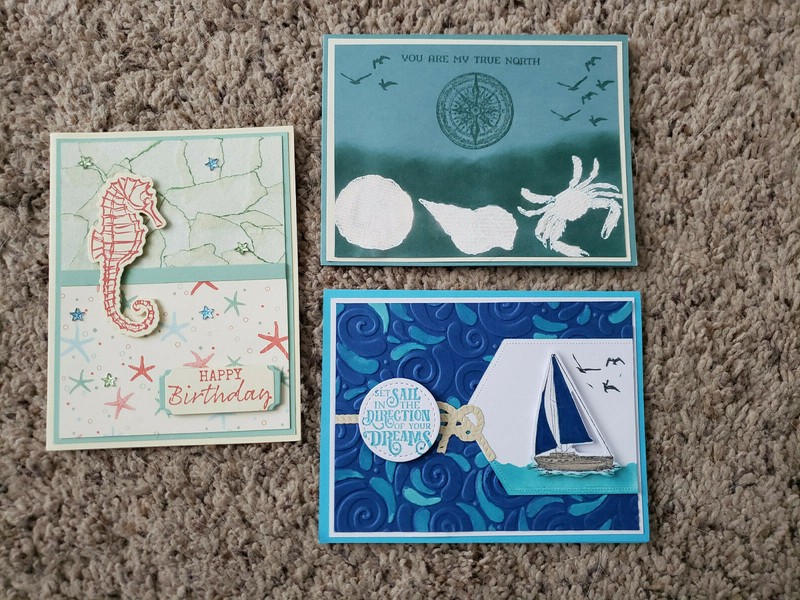 3 Handmade Stampin' Up Cards, Seaside Notions, Sailing Home, By the Seashore