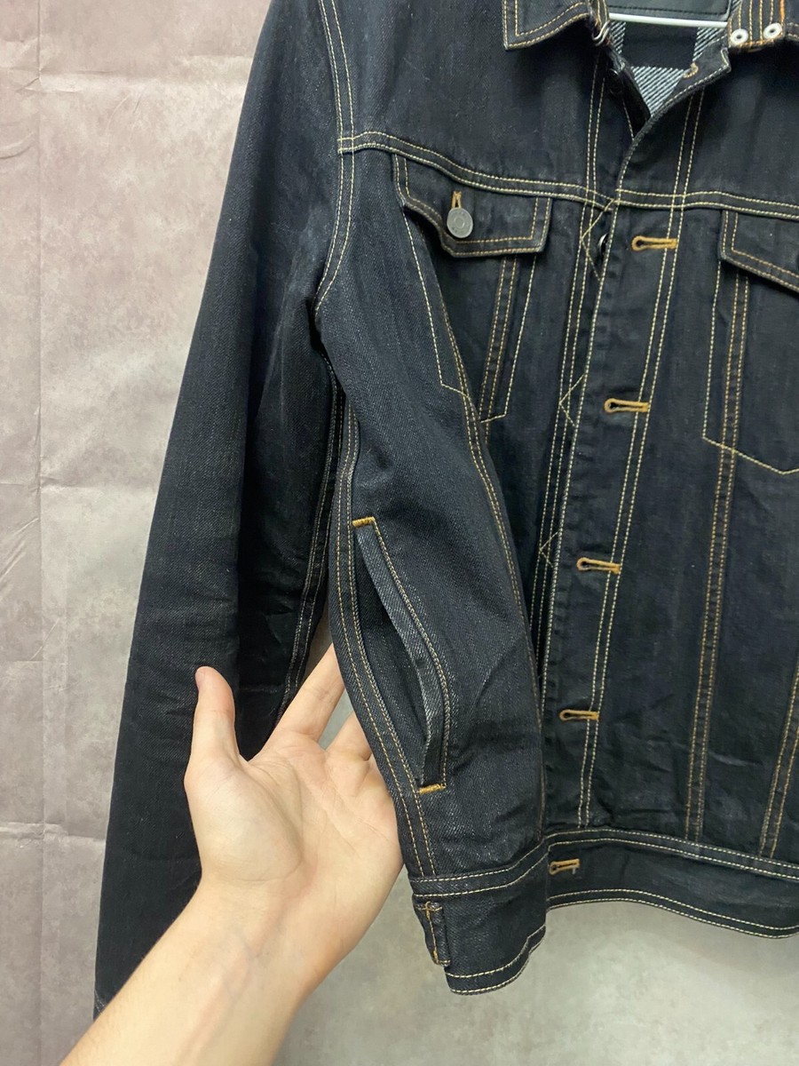 Burberry Denim Jacket Luxury Nova Check Size M Dark Blue | eBay