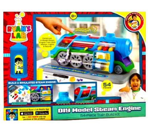 Ryan's World DIY Model Steam Engine Toy 54-Piece Train STEM Approved NEW In Box