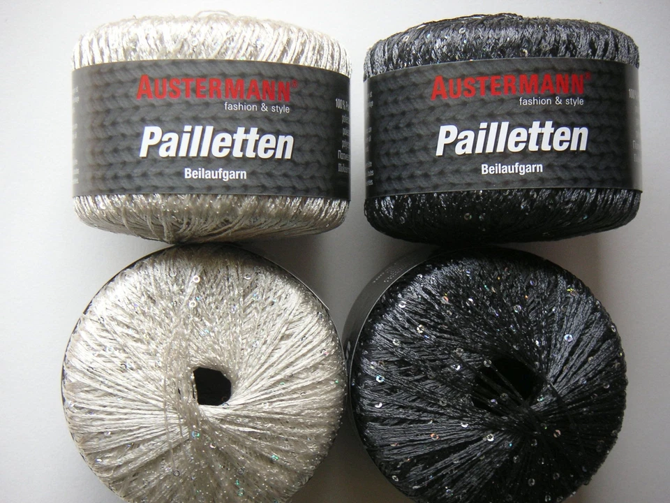 25g Pailletten Beilaufgarn, Austermann, Glitzer, Glitter, Effektgarn ALLE FARBEN