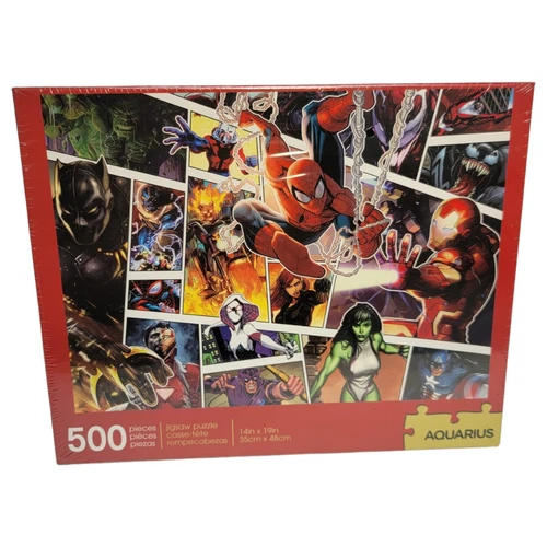 Marvel 500 Piece Jigsaw Puzzle Spiderman Ironman Full Color 14 x 19 by Aquarius