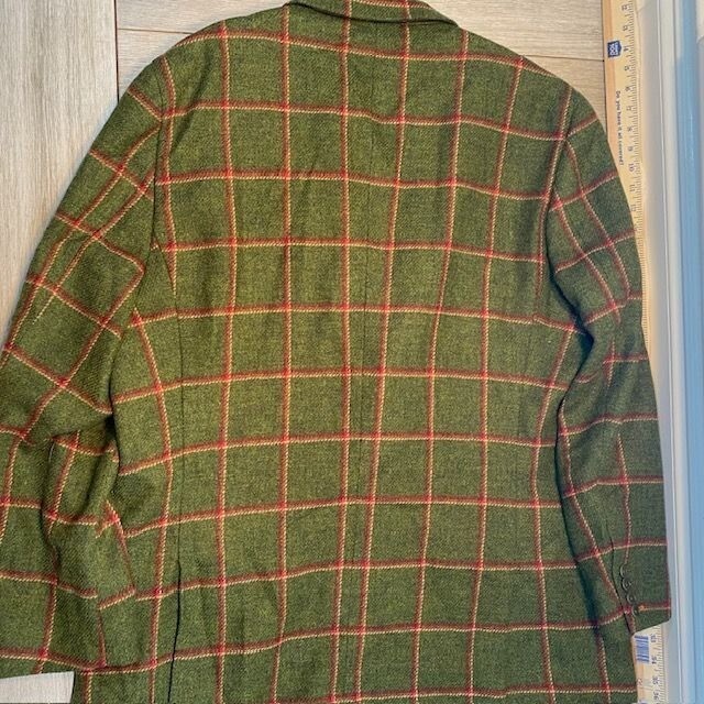 Holland & Sherry Tweed 100% Wool Olive Green Burnt Orange Jacket