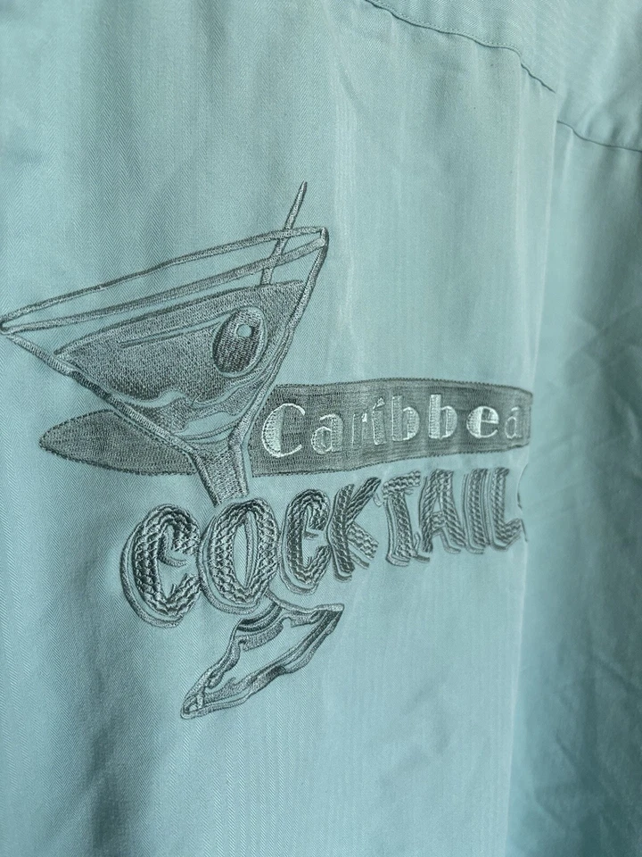 Caribbean Mens Size XL Short Sleeve Button Up Shirt “CARIBBEAN COCKTAILS” READ - Image 4 of 4