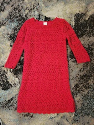 Cat & JackGirls Holiday Red Crochet Dress Knit Lining 6/6x C19 | eBay