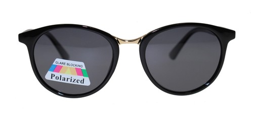 Womens Fashion Sunglasses Black Frame Smoke Lens Polarised Gradient Round Style - Picture 4 of 11