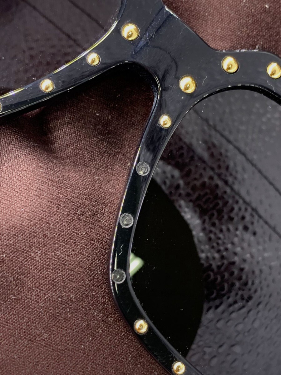 CELINE Black Studded Sunglasses with Gold Stud Trim - CL4055IS Authentic Celine Studded Sunglasses CL4055IS 01A Black with  main image 4
