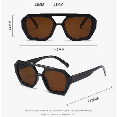 Retro Hexagonal Sunglasses for Women Men Designer Inspired Double Bridge Shades - Picture 9 of 30