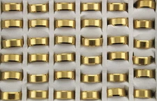 35pcs Gold Color Smooth Stainless Steel Jewelry Job Lots Trendy Men's Ring AH941