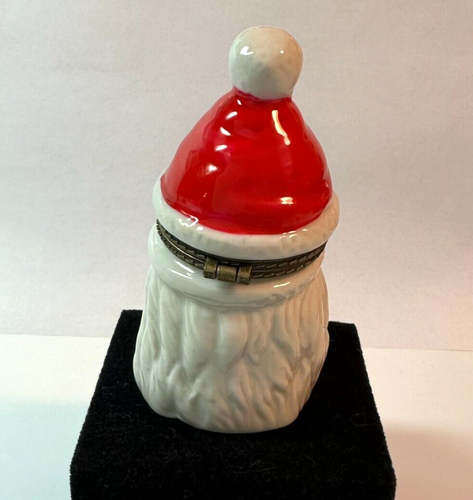 Santa Head Porcelain Trinket Box w Metal Hinged Closure Vintage - Picture 11 of 11