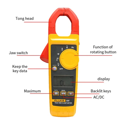 Fluke 325 Misuratore a Pinza AC DC Voltmetro Amperometro Pinza Multitester True RMS - Foto 7 di 13