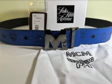 Authentic Adjustable Blue to Black MCM Belt with Silver Buckle