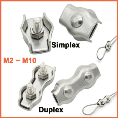 Simplex Duplex Stainless Steel 304 Wire Grips Clamp Clips Rope Cable Grip M2-M10