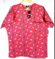 Alabama Crimson Tide Unisex Nurse Medical Scrub Top Sizes S, M, L, XL, 2XL Bama 