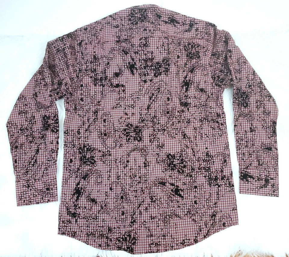 Camisa Tallia Adulto 15.5 Roja Floral Abotonada Manga Larga Estampado Para Hombres NUEVA Foto 4 de 4