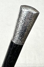 Vintage Antique Hammered Sterling Silver Fancy Swagger Knob Walking Stick Cane