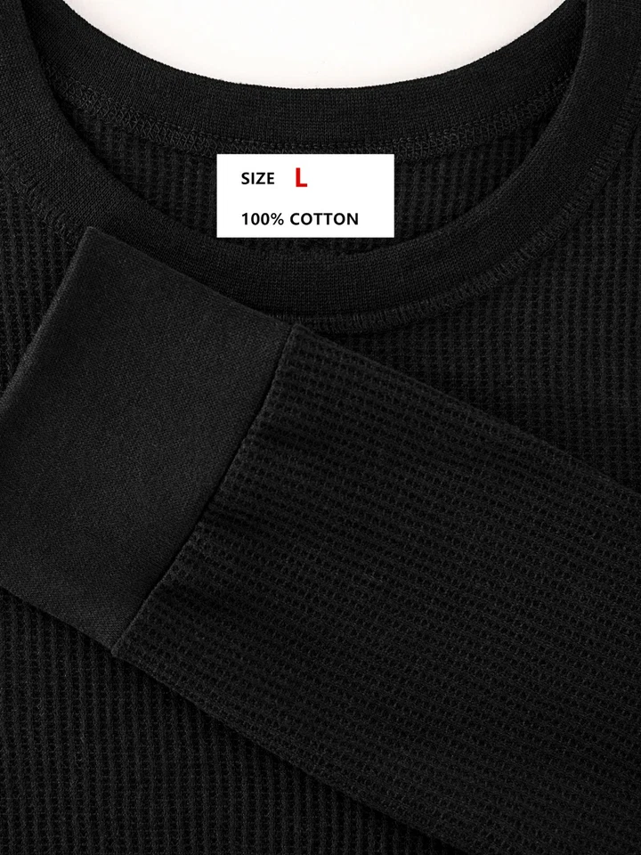 Mens 100% Cotton Top & Bottom 2PC Set Waffle Knit Thermal Long Johns Underwear - Image 4 of 4