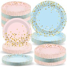 48pcs Gender Reveal Party Supplies Baby Shower Party Tableware Gender Reveal Pla