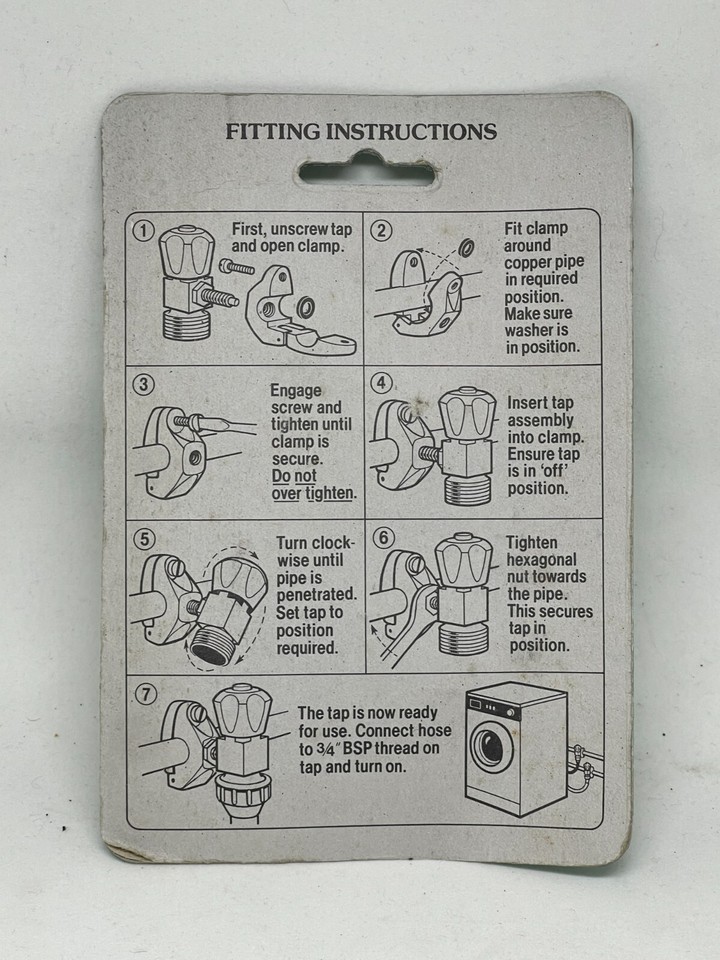 15mm x 3/4" Self Cutting Washing Machine Tap Dishwasher Bore Pipe Solid