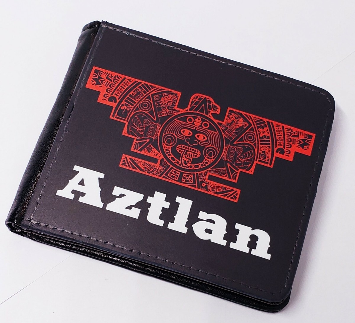 Men Aztlan Aztec Huelga Bird black Leather wallet Chicano