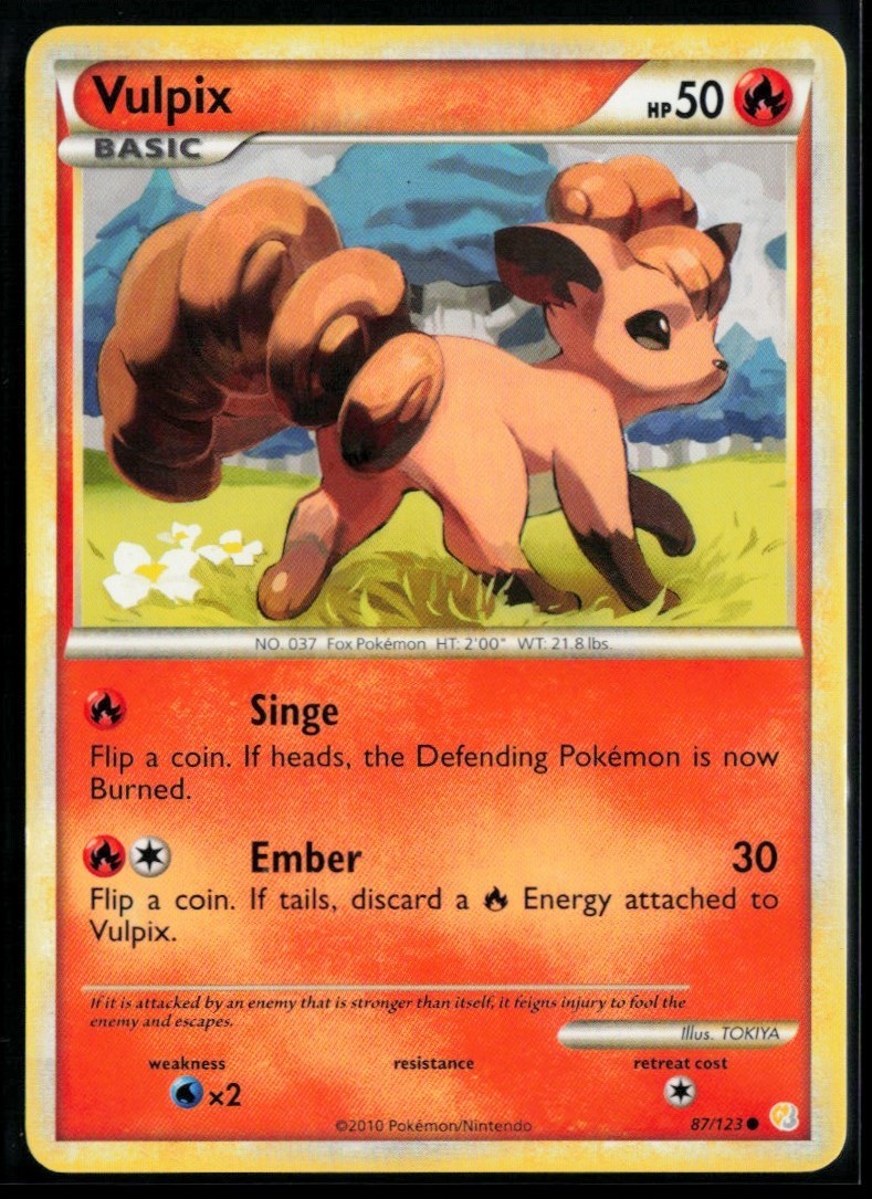 2010 HeartGold & SoulSilver Vulpix #87 Non Holo Pokemon Card