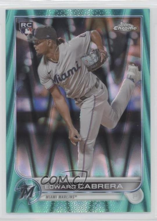 2022 Topps Chrome Sonic Aqua RayWave Refractor /199 Edward Cabrera Rookie RC fm0