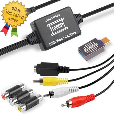 VHS to Digital Converter,Usb-A/Usb-C Video 1080P Capture Card,Rca/Av to USB2.0 A