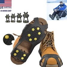10Studs Ice Climbing Crampons Snow Grips Anti Slip Shoe Boot Cleats Spikes Sport