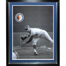 Sandy Koufax Deluxe Full-Size Artwork Poster Framed with Baseball Circle Autogra
